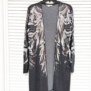 Chico's Charcoal Cardigan Sweater with Silver Sequins - Chico's 2 -Large